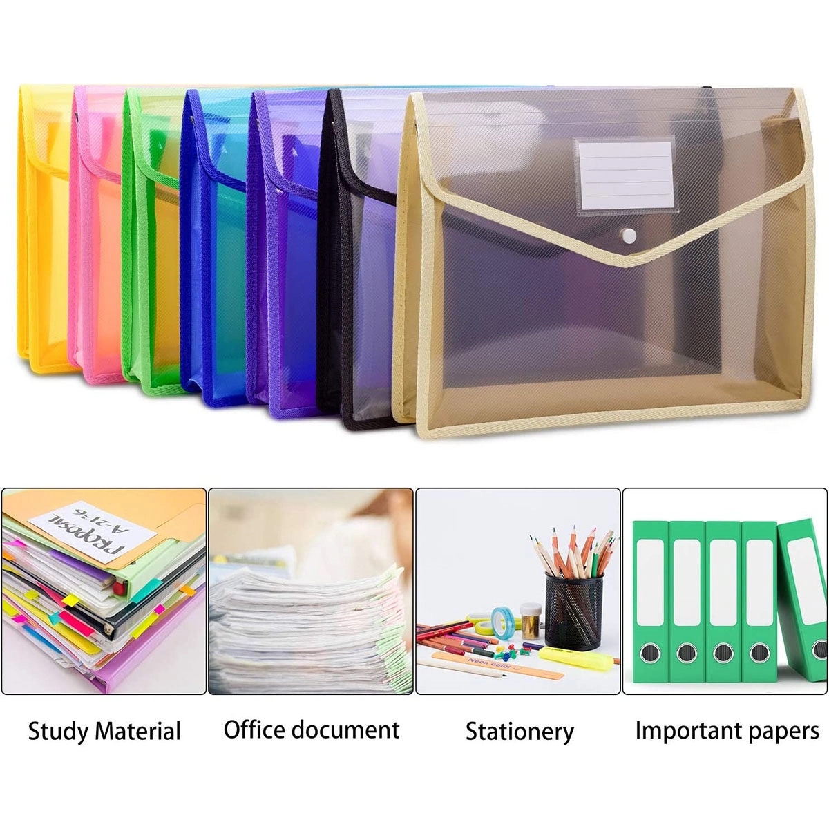 Plastic Documents Envelope Expanding File Wallet Organizer 4