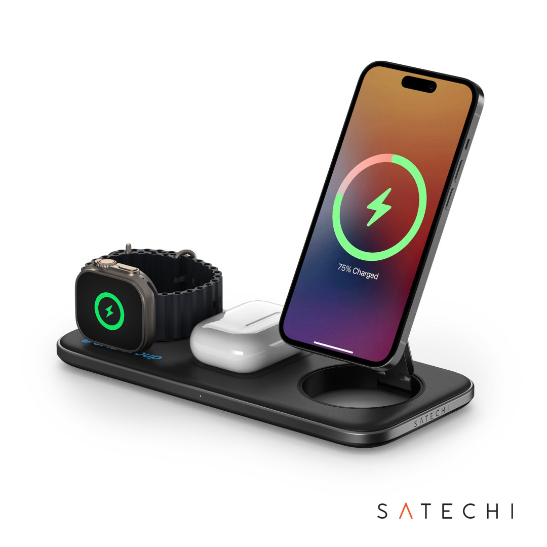 SATECHI® Qi2 Trio Wireless Charging Pad w/Type A,C,G Plugs 7