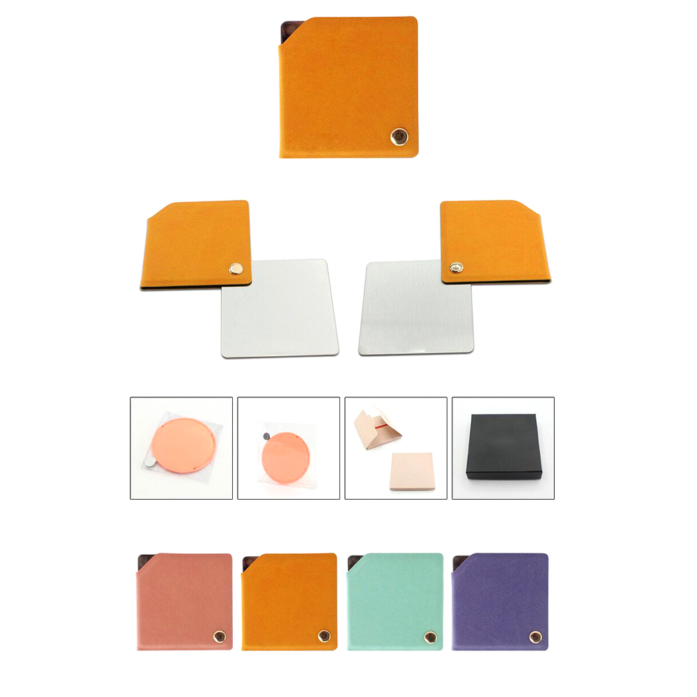 Portable stainless steel rotatable square makeup mirror 2