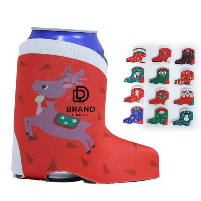 Neoprene Christmas Boot Cup Sleeves, custom koozie with logo imprint 2
