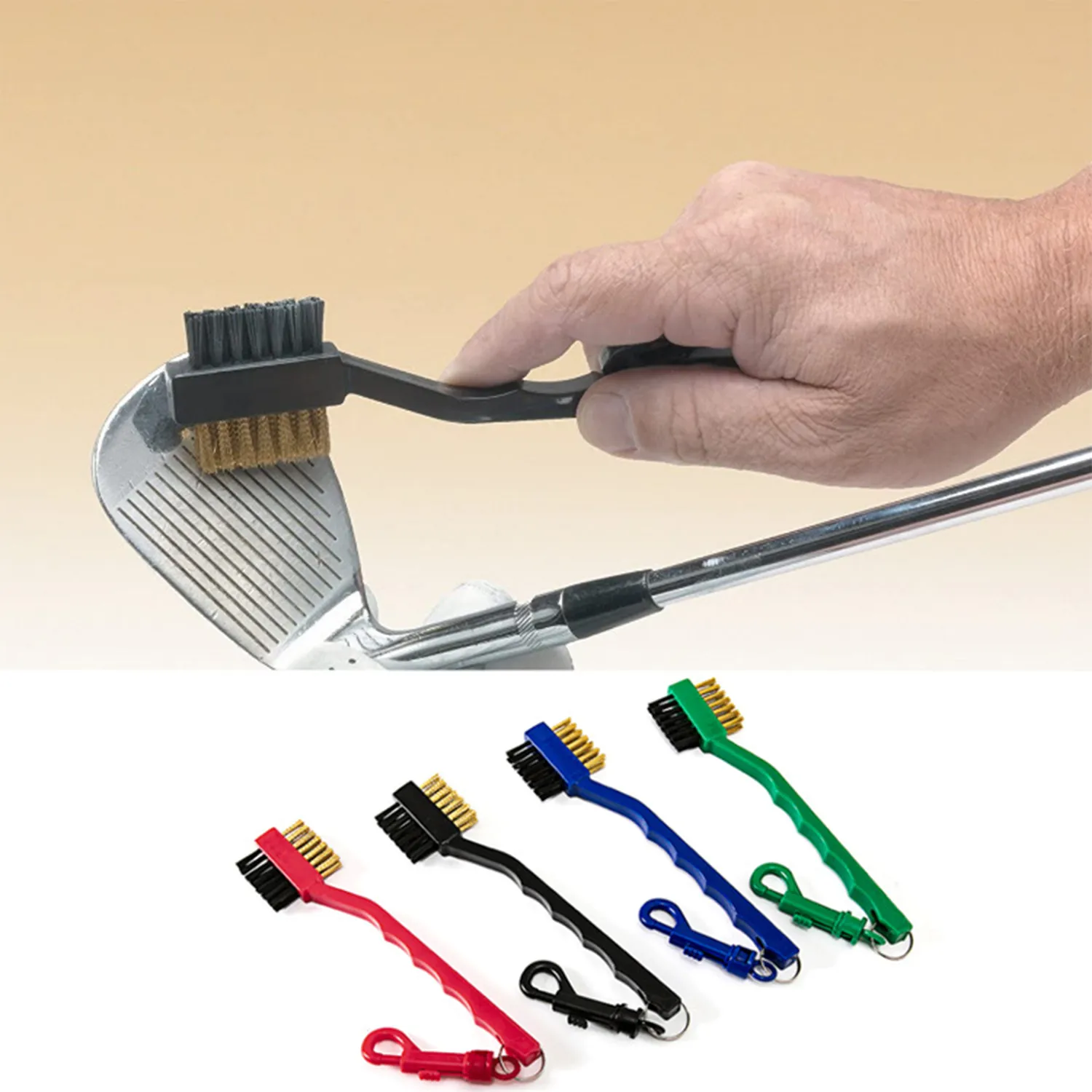 2 Sides Metal and Nylon Bristles PP Golf Cleaning Brushes 4