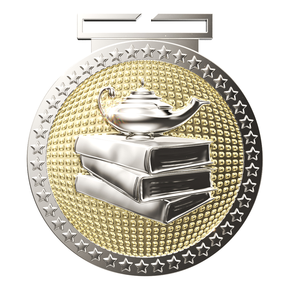 Book & Lamp Dual Plated Medallion (3")