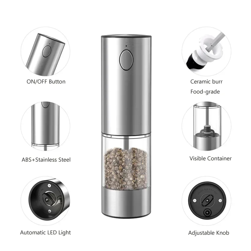 Automatic Salt/Pepper Mill with LED Light for Kitchen 7