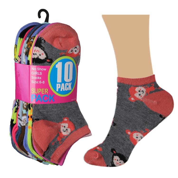 Girls' Ankle Socks - 60 Packs Monkey Designs Size 6-8 2