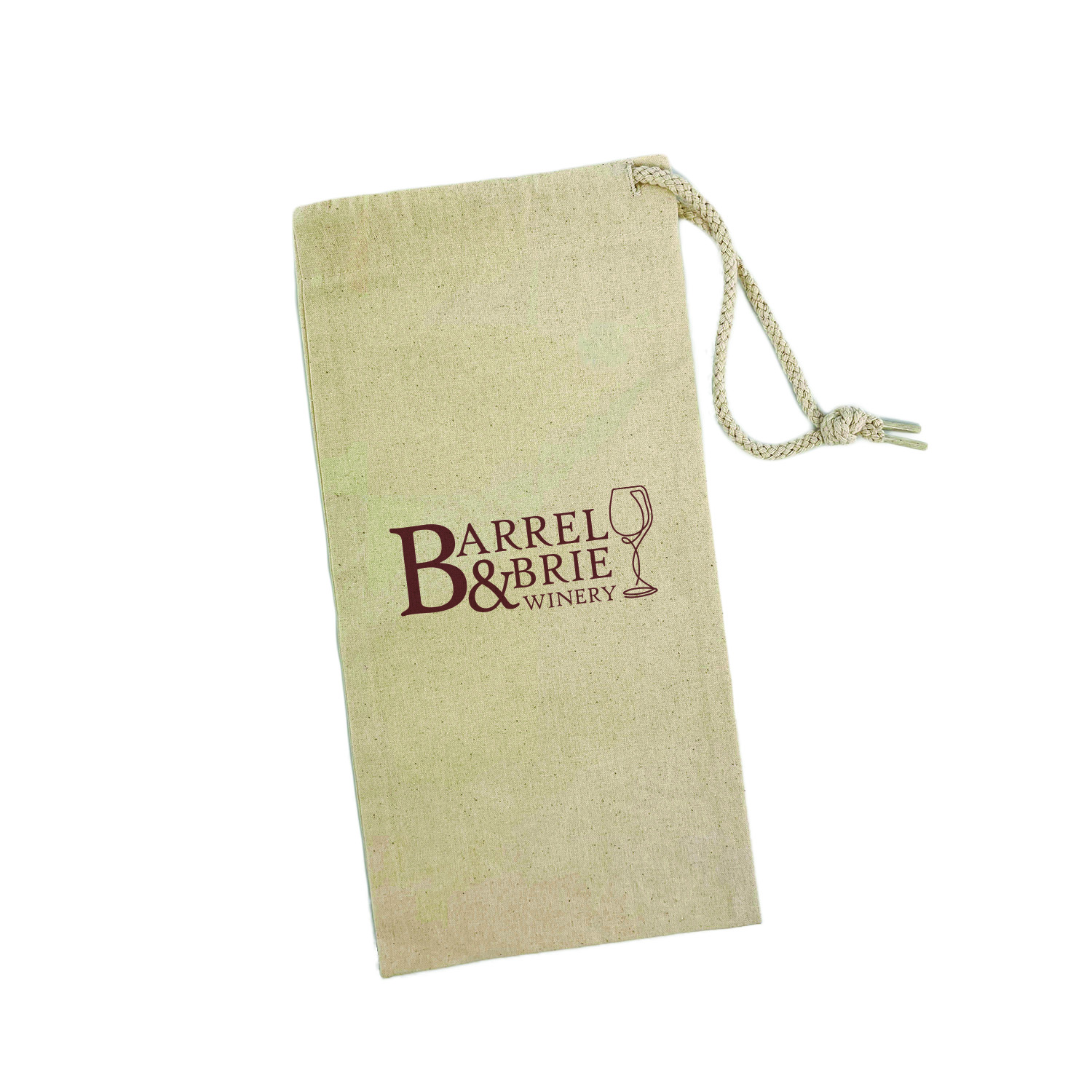 Natural Cotton Canvas Wine Bag w/ Full Color Imprint
