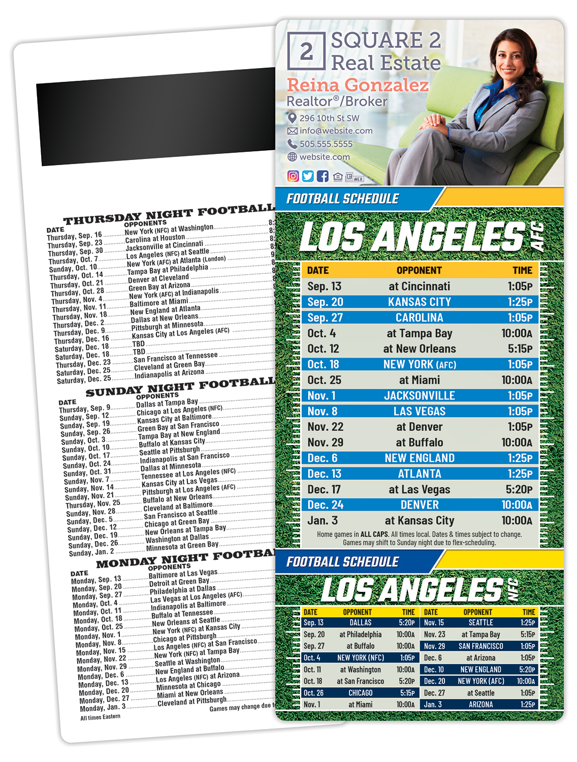 Football Schedule Laminated Card/Postcard with Magnet Strip 3.5x8.5 - 14 pt. 1