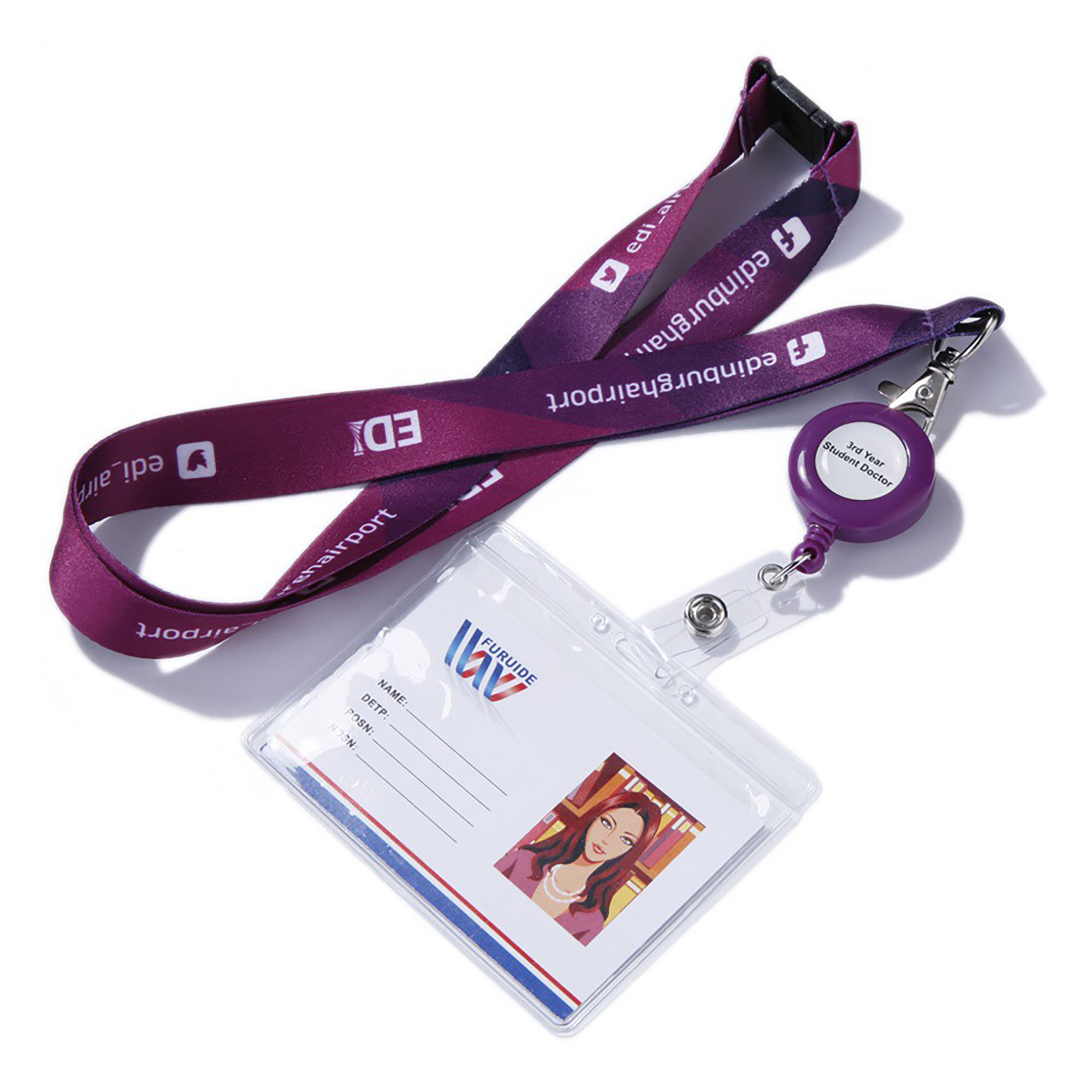 Polyester Badge Reel Lanyard Combo w/ Safety Breakaway 2
