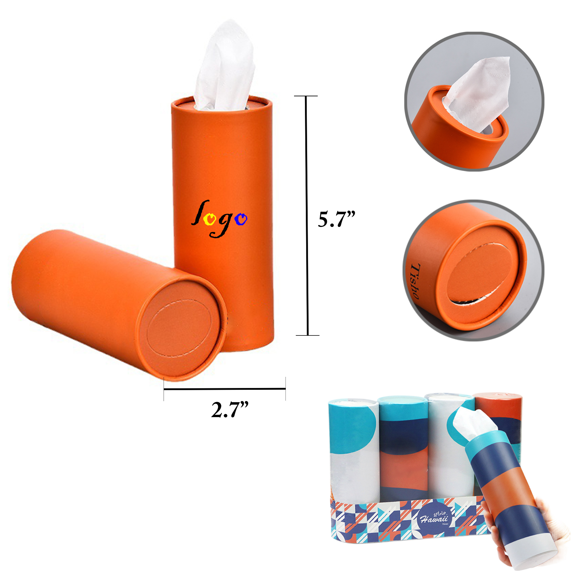 MOQ100 Round Car Tissue Paper Dispenser Holder 2