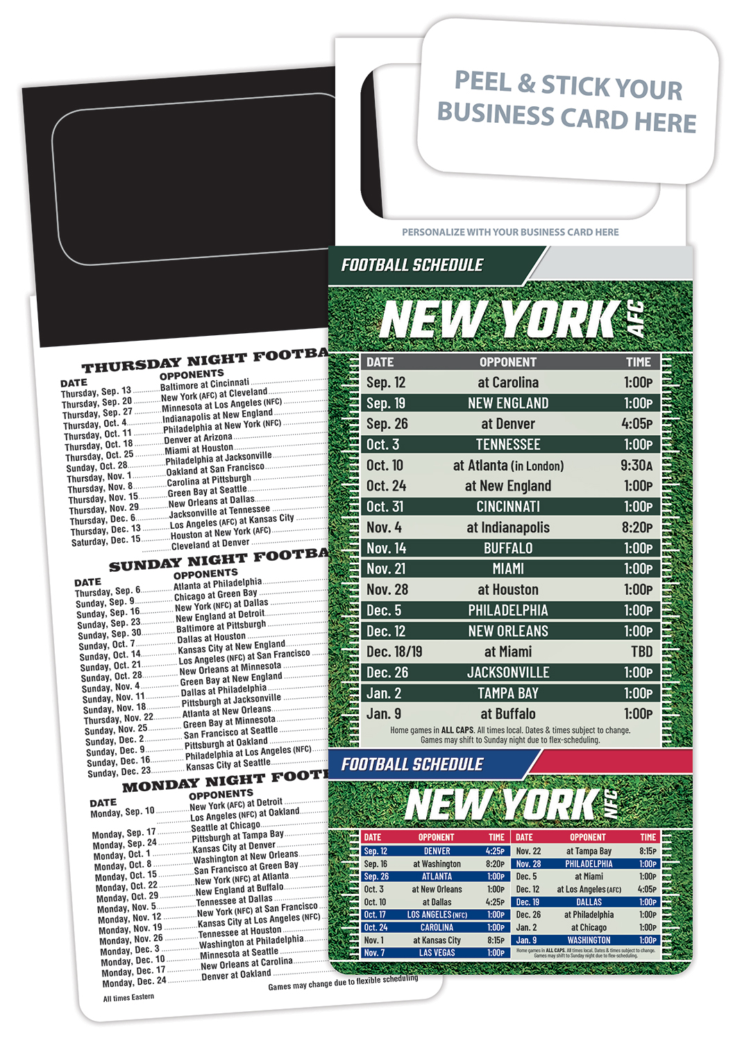 Pro Football Schedule Magnet - Peel and Stick Business Card (3.5x9) 1