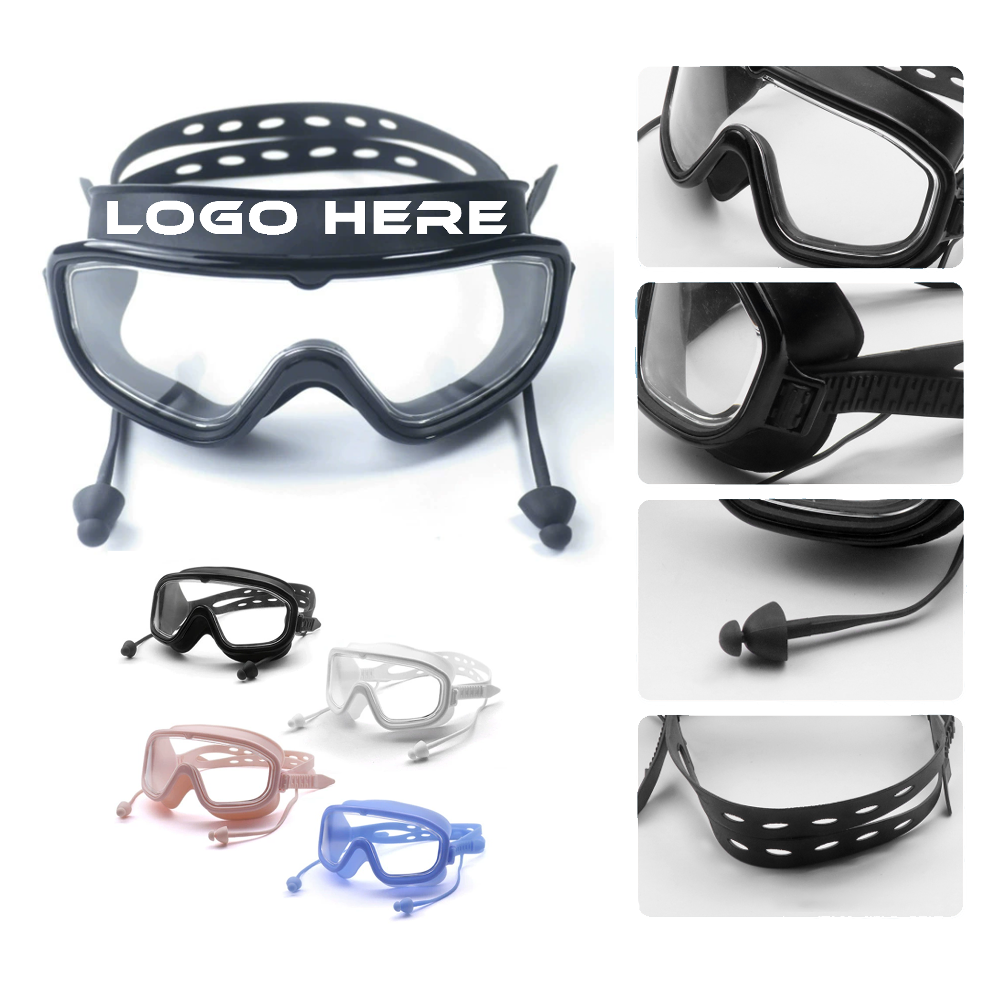 Big Frame Diving Adjustable Soft Clear Lens Swim Glasses 4