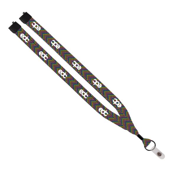 3/4" Dye-Sublimated Lanyard with Metal Crimp & Metal Split-Ring 1