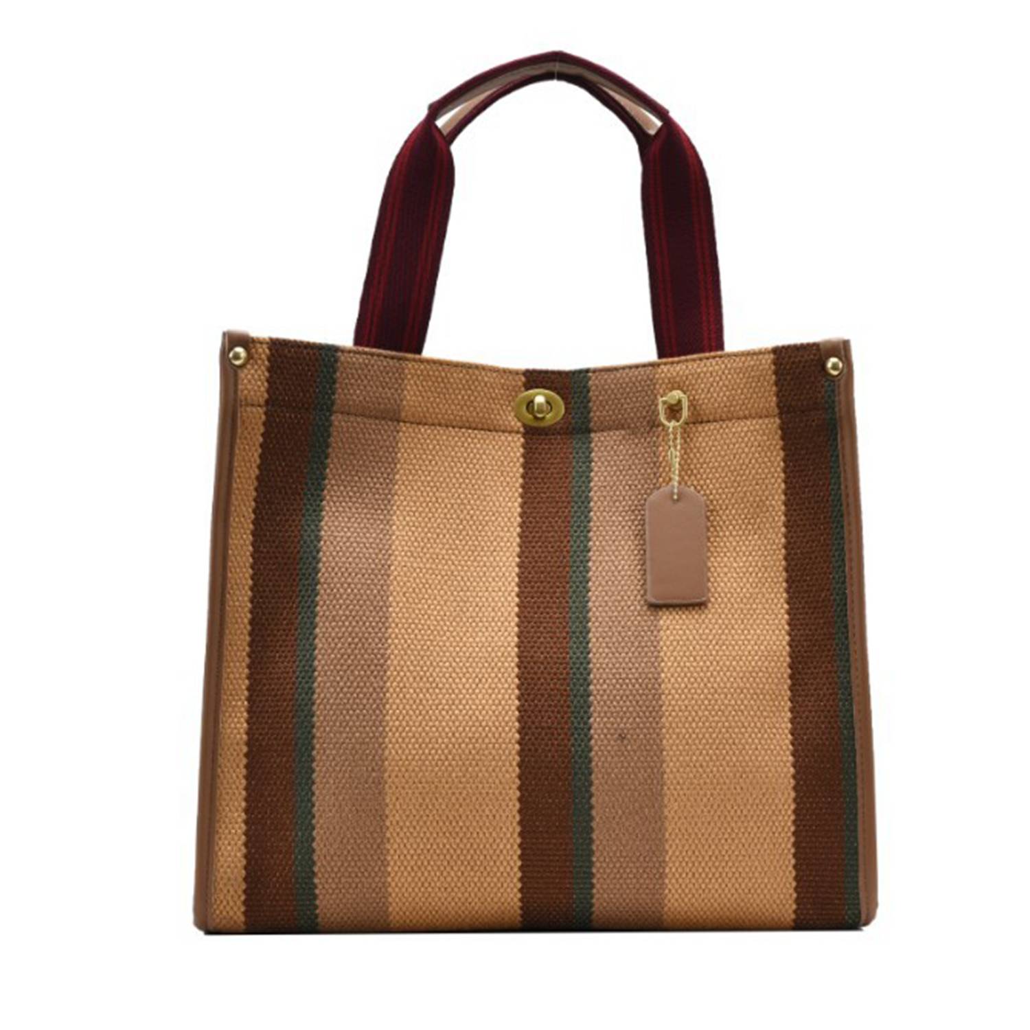 Canvas Tote Bag Vintage Stripe Customized for Women, custom tote bag with logo imprint 3