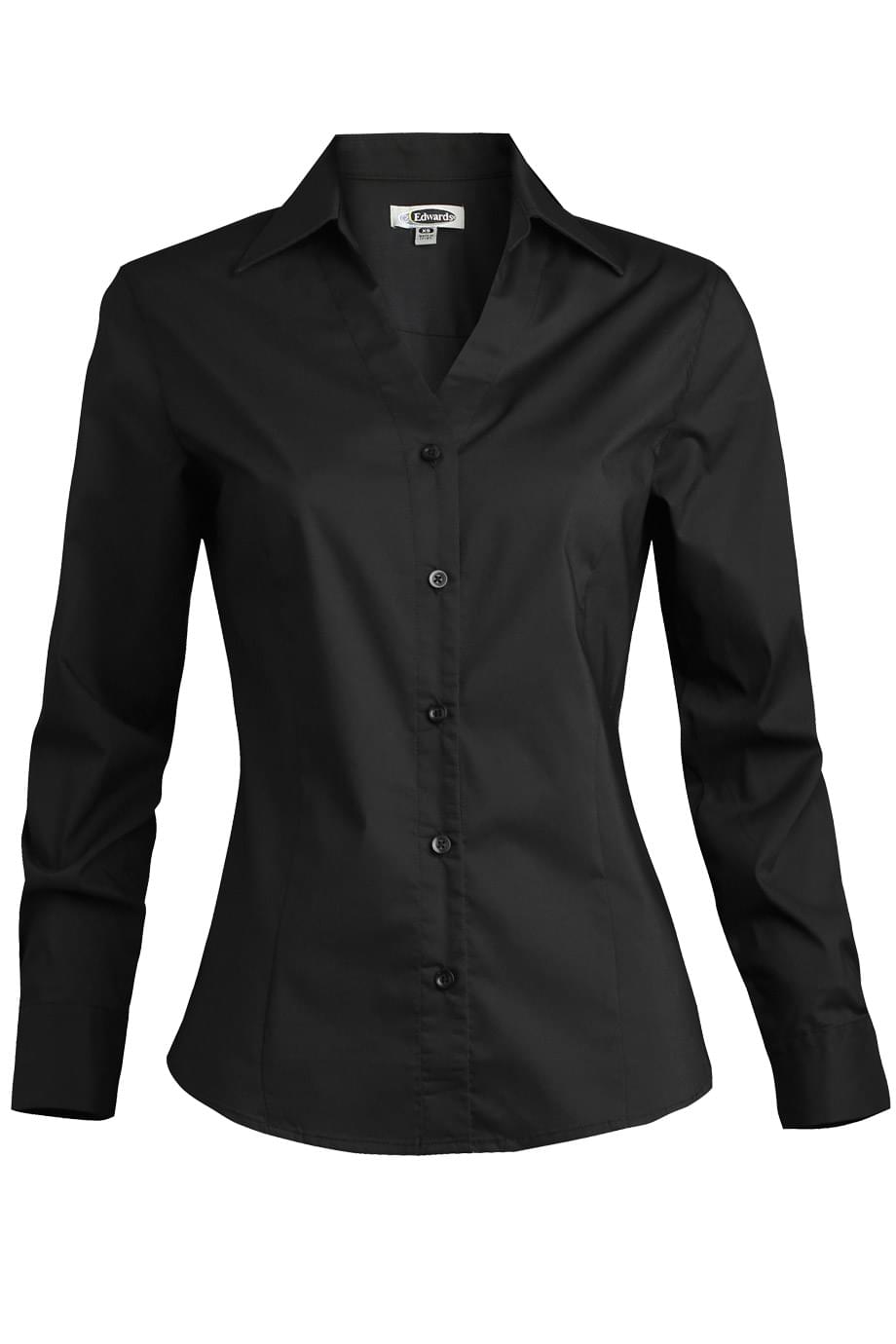 Stretch Broadcloth Long Sleeve Ladies Shirt