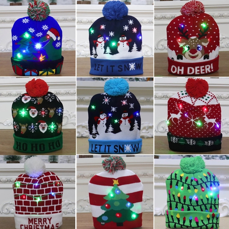 LED Winter Beanie, Blinky Snowman Hats 2