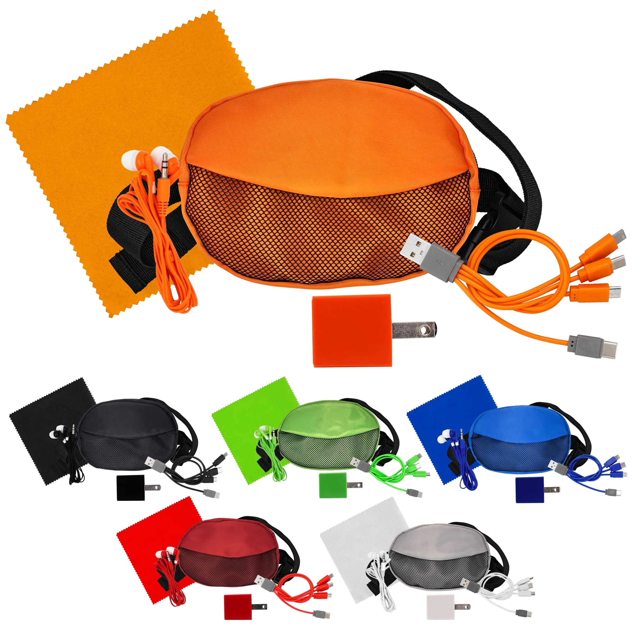 Sporty Charging Ear Bud and Cloth Travel Set 5