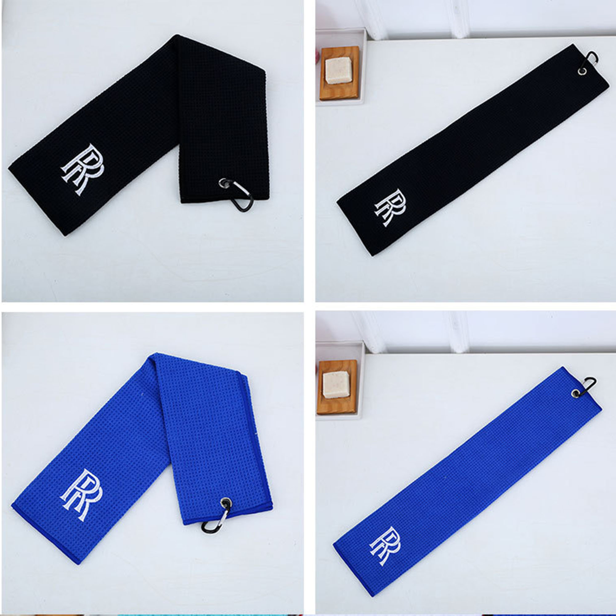 Embroidered 400GSM Trifold Microfiber Waffle Golf Towel (8000 Stitches included) 8