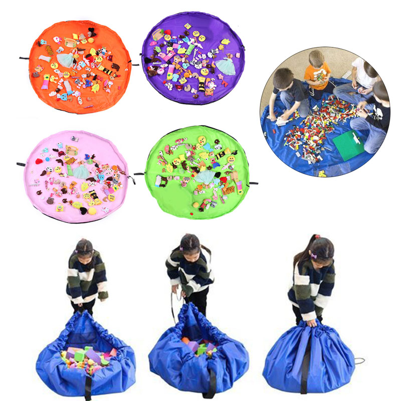 Foldable Play Mat Large Toy Storage Bag With Drawstring 2