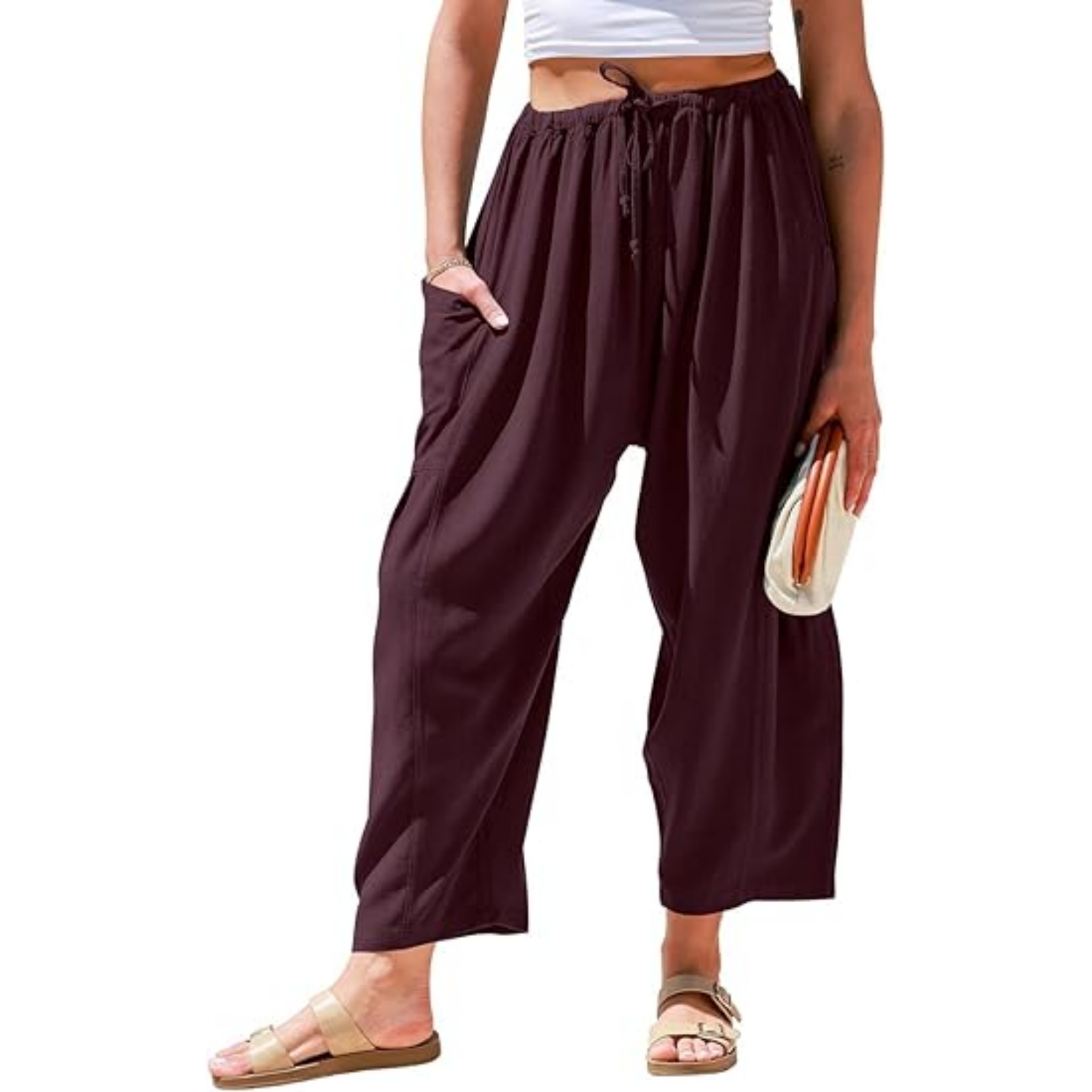 Women Linen Wide Leg Pants 11