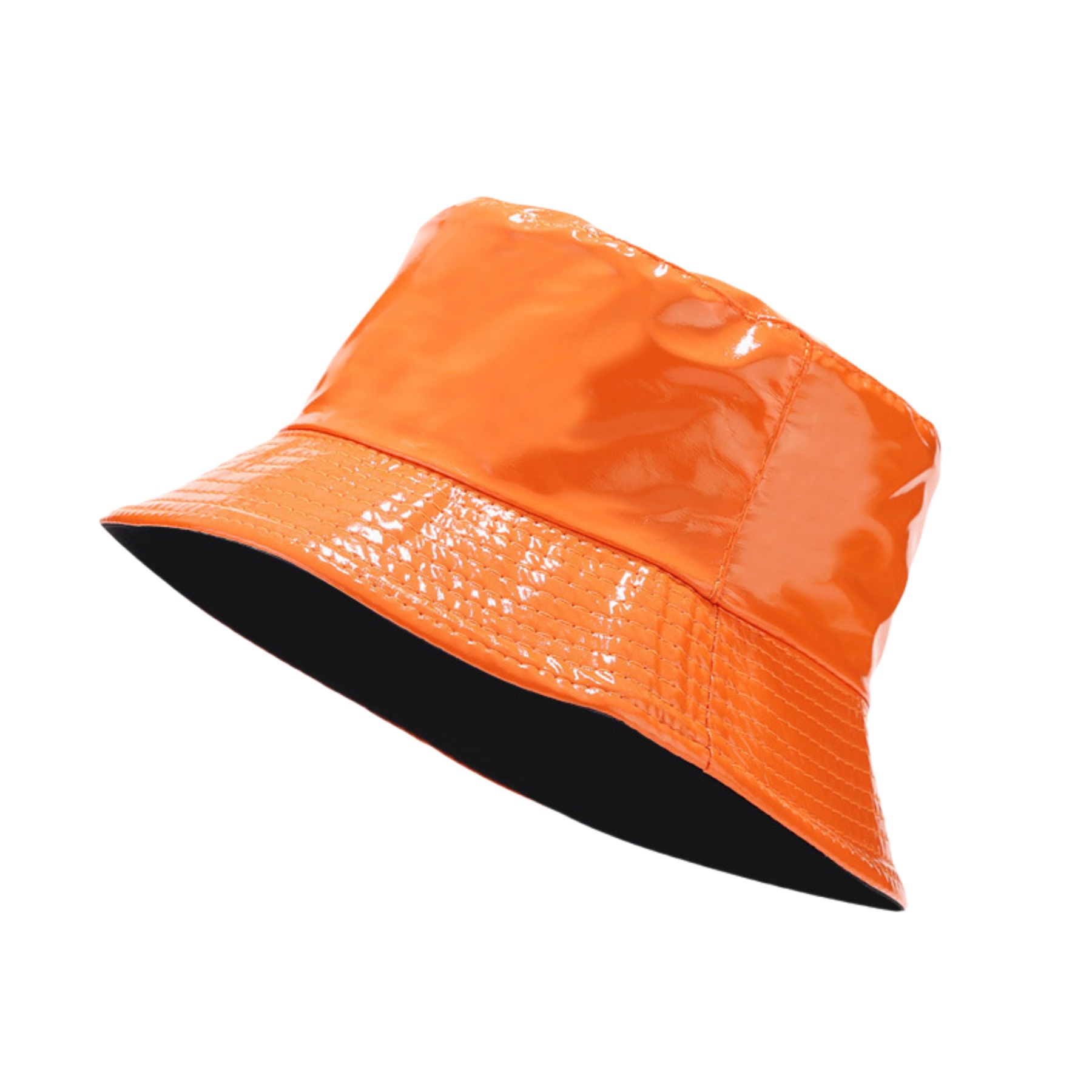 Metallic Bucket PU Hat Trendy WomensReversibleBeach Cap 9