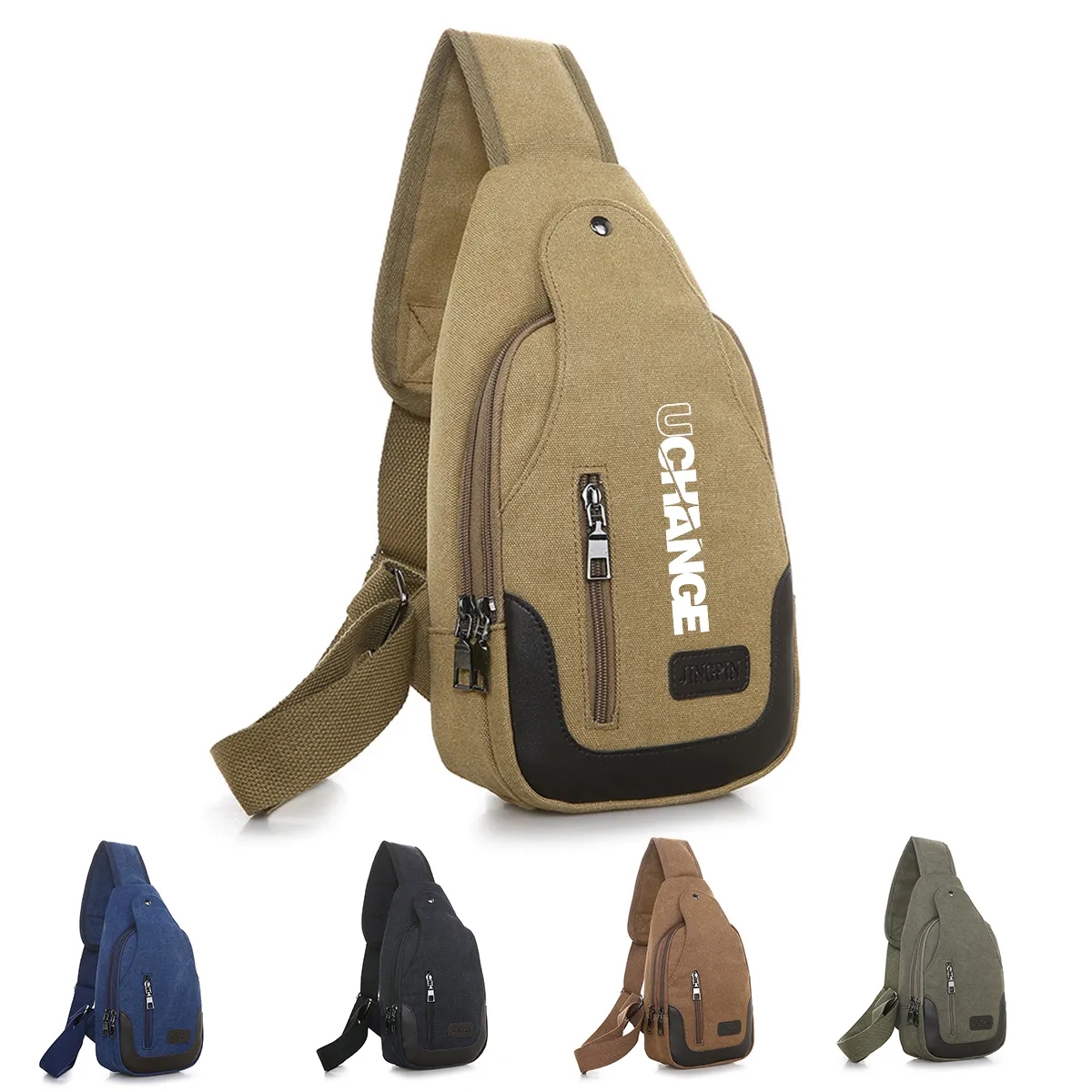 Anti-Theft Canvas Crossbody Sling Bag With Multi-Zip Pockets 6