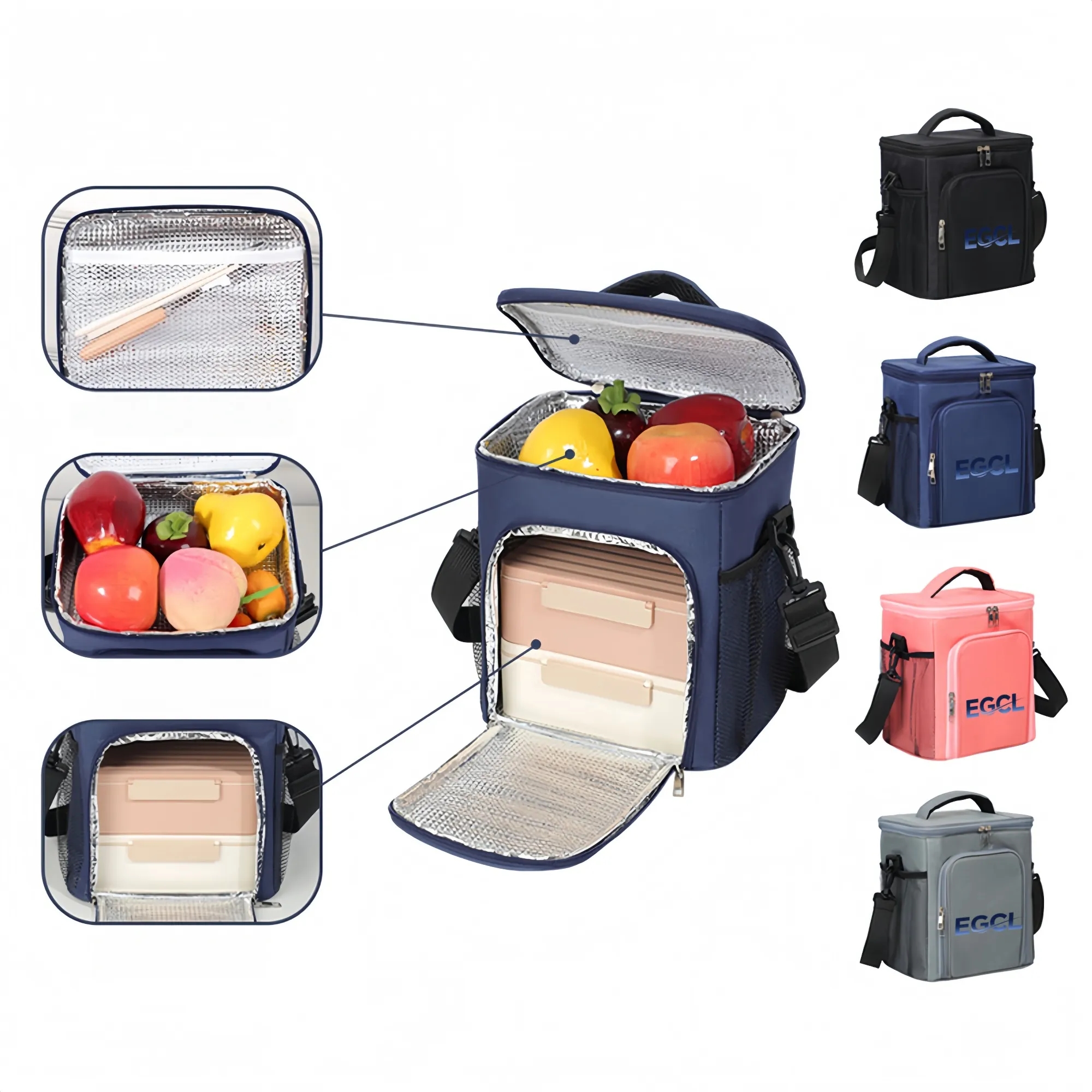 Double ice pack, portable lunch bag, lunch box insulated bag