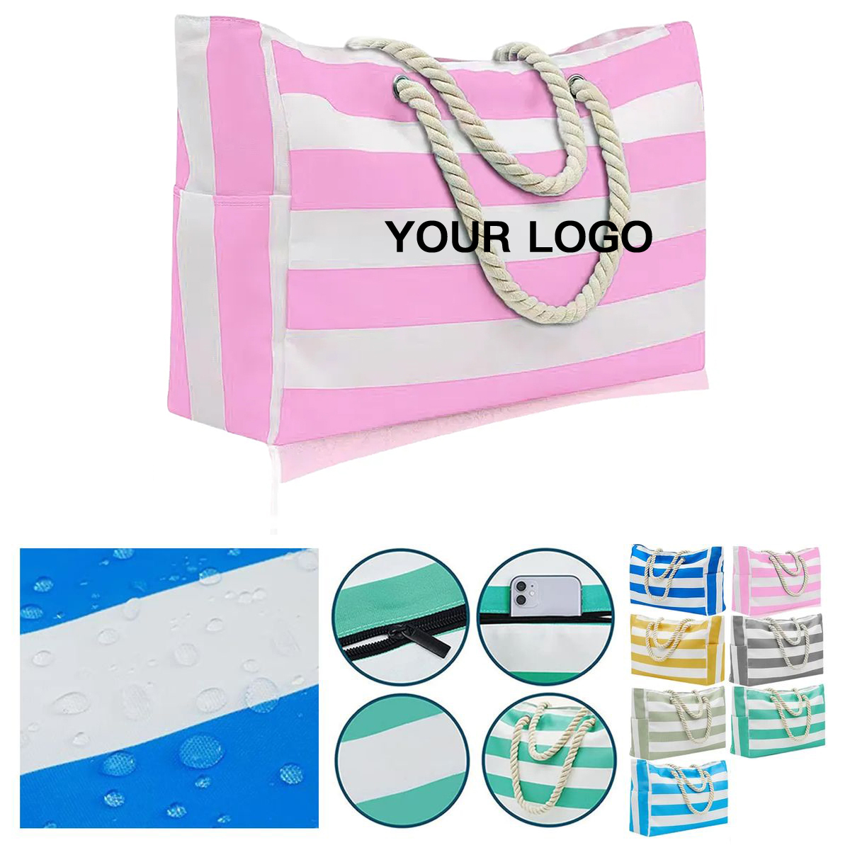Durable Canvas Tote For Beach Essentials, custom tote bag with logo imprint 2