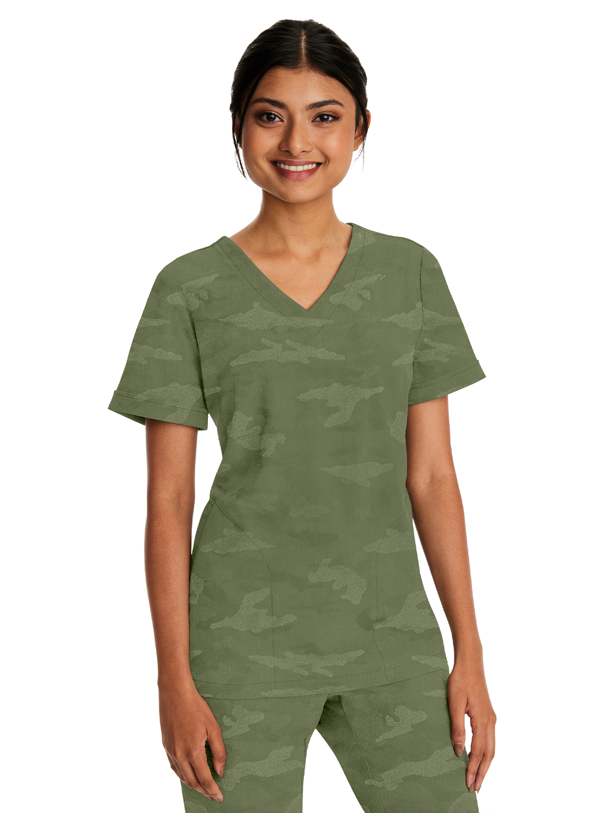 Healing Hands - HH PL Jacquard - Women's 2-Pocket Joy Camo V-Neck Top