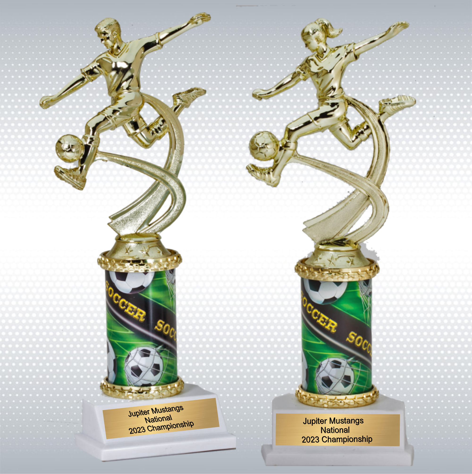 Assembled Soccer Female Trophy w/ White Base 3