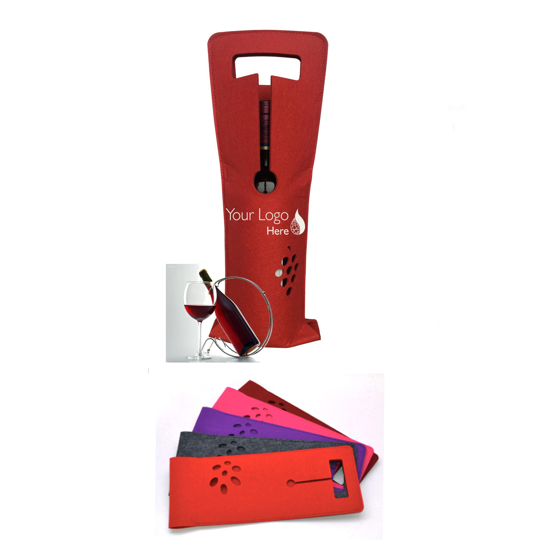 Felt Wine Tote Bag, custom tote bag with logo imprint 6