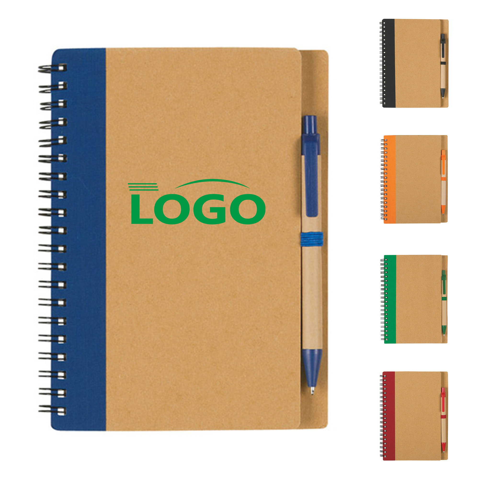 Eco-Friendly Spiral Notebook with Pen, 7x5 Inch 1