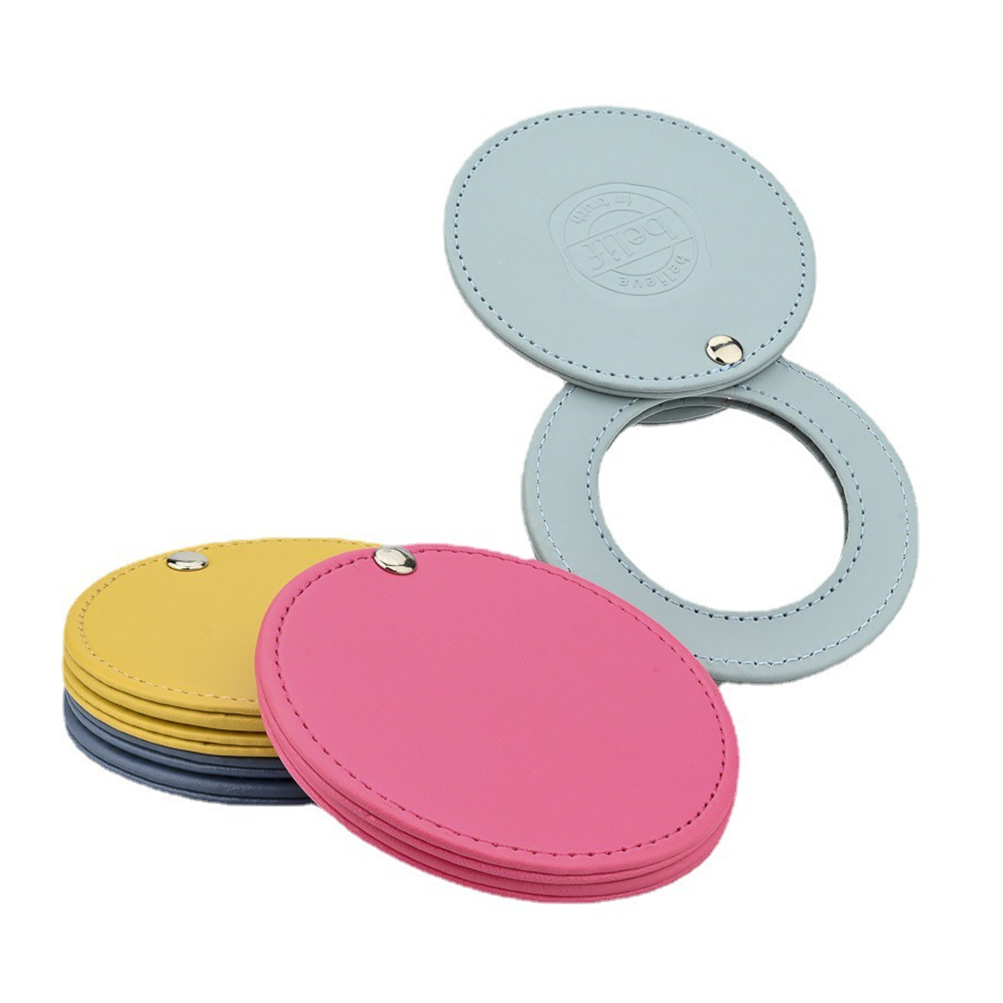 Portable Mini Round PU Gift Makeup Mirror 3