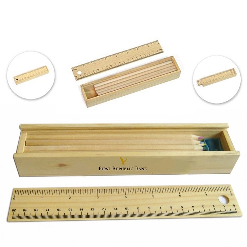 Wooden Pencil Box w/ Ruler 1