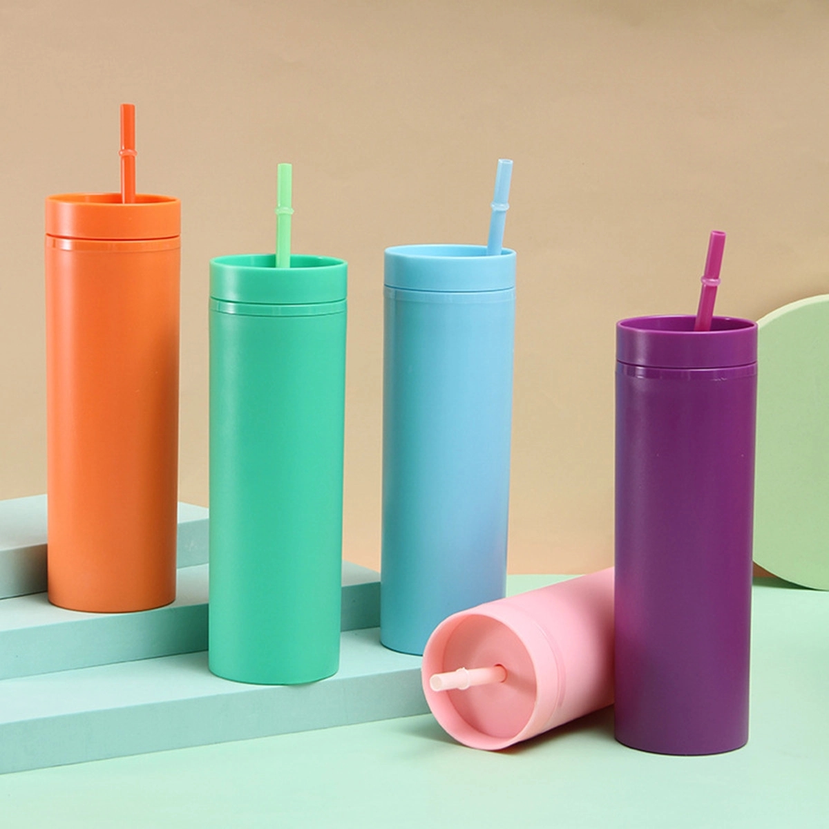 16Oz Skinny Acrylic Tumbler With Lid And Straw 5