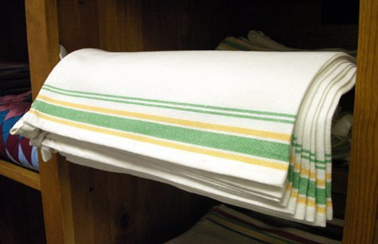 Vintage Stripped Kitchen Towel - Green / Yellow Stripe 7