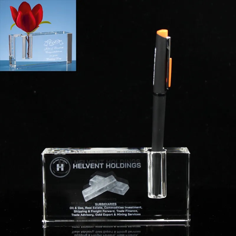 RECTANGULAR CUBE CRYSTAL PEN HOLDER 4