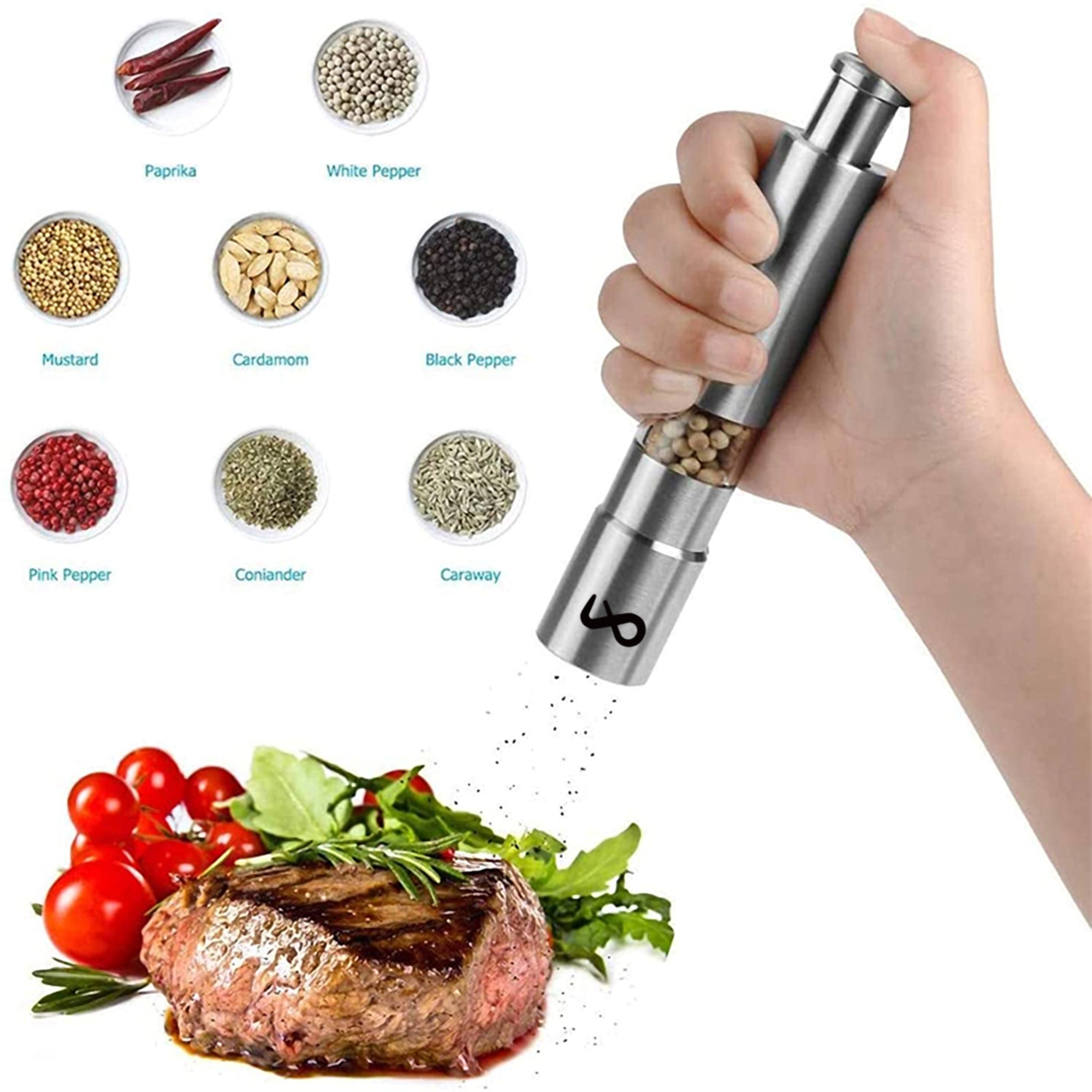 Stainless Steel Salt and Pepper Grinder Set 3
