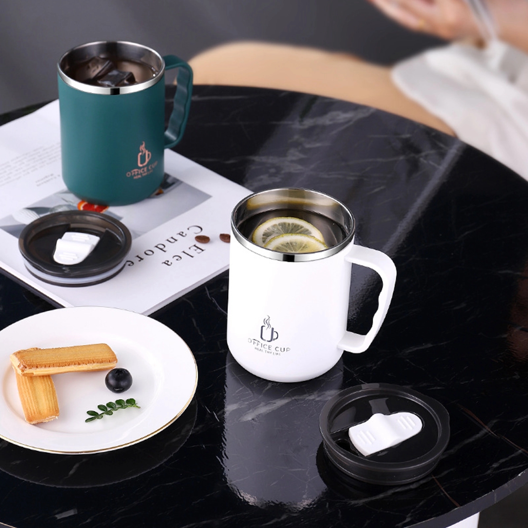 17 Oz. Stainless Steel Coffee Mug With Handle 7