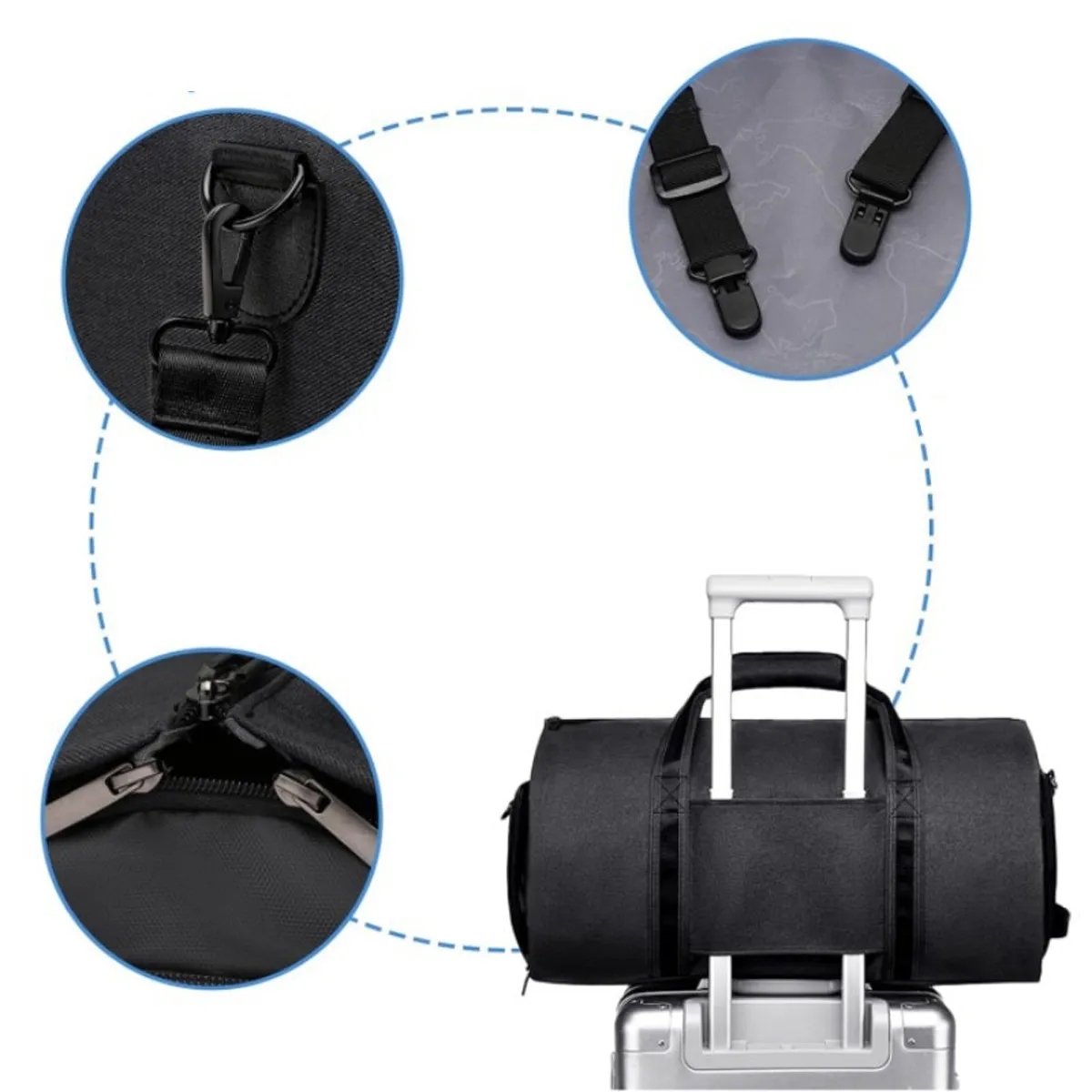 50L Travel Duffel Bag With Shoe Compartment & Trolley Sleeve 5