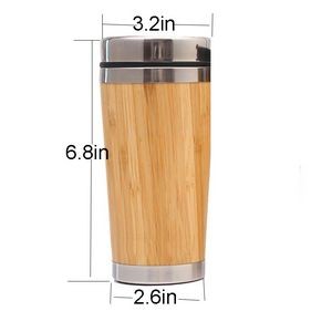 15oz Double Walled Stainless Steel Bamboo Coffee Travel Tumbler 12