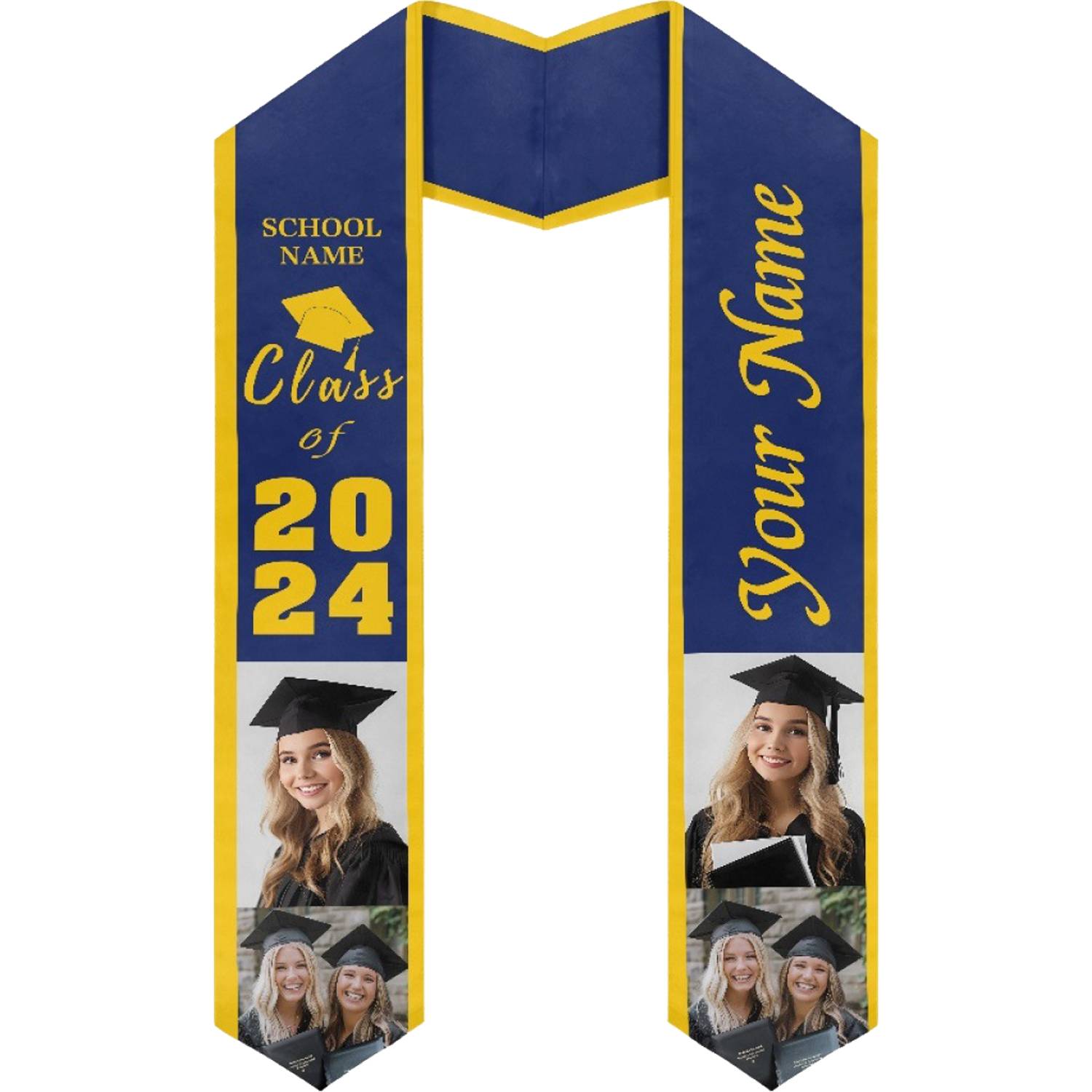 37" Custom Wearproof Graduation Stole Sash w/ Name & Photo 3