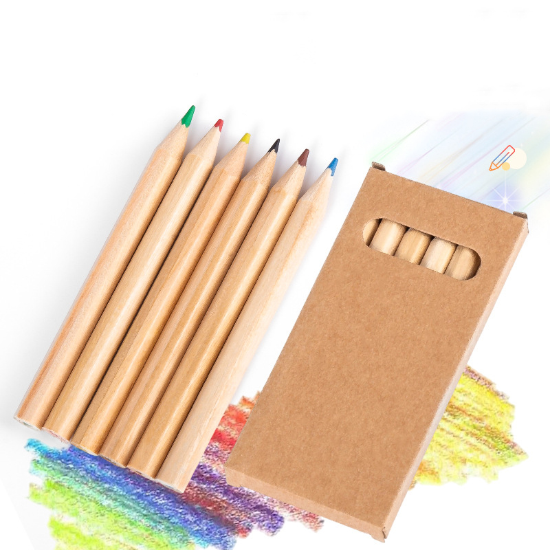 6 Colored Kraft Paper Boxes Pencil Set 1