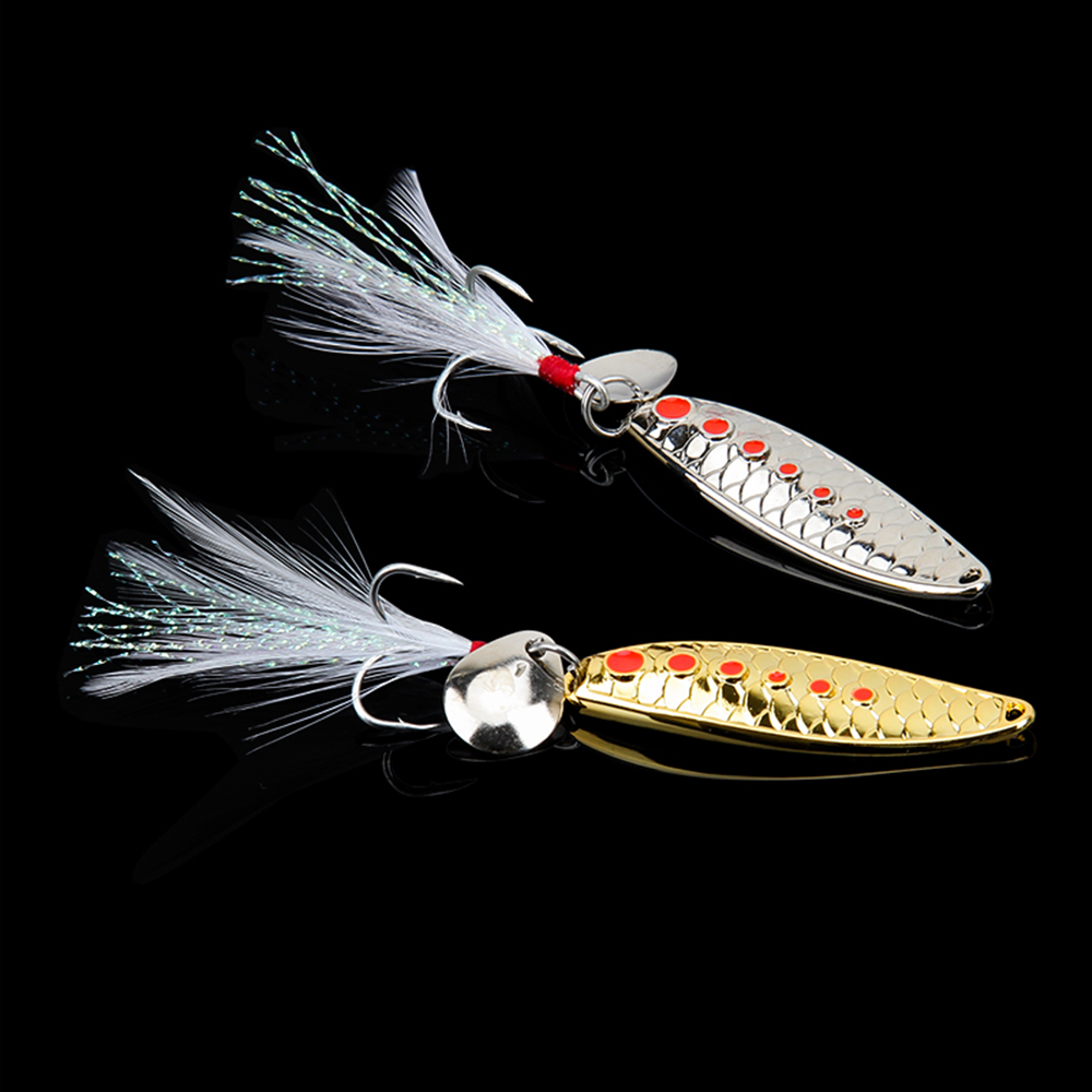 15 Gram Spoon Fishing Lure with Feather Treble Hooks 1