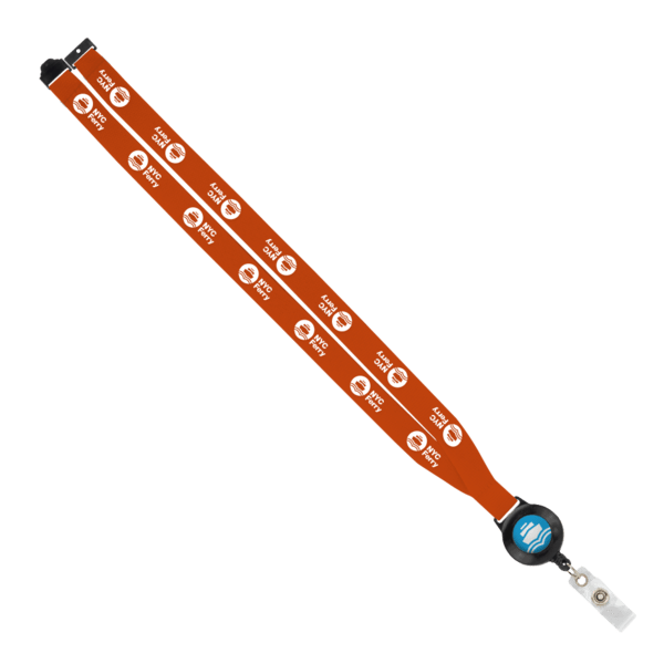IMPORT 3/4" Polyester Lanyard with Retractable Badge Reel and IPH7 back of neck convenience release. 100
