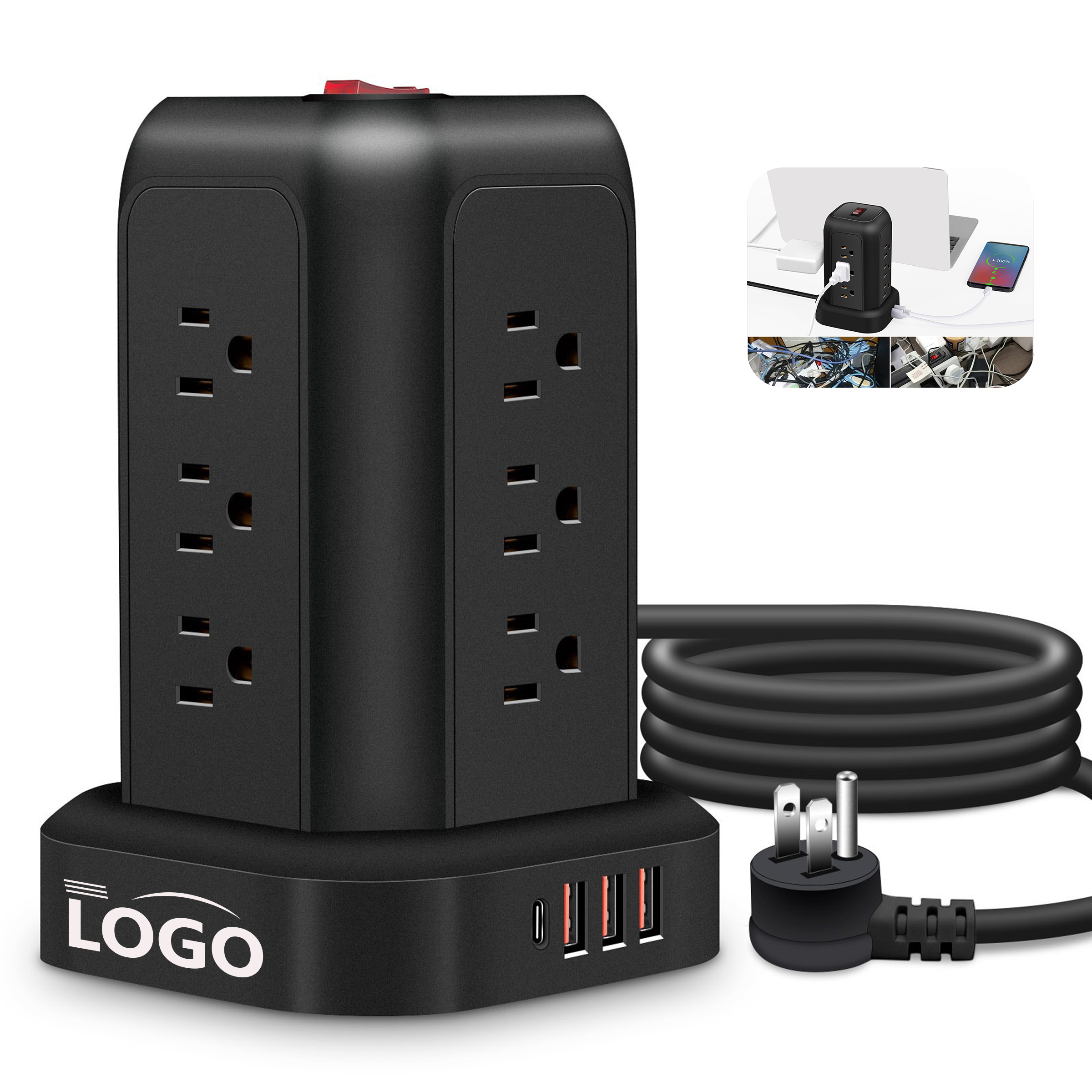 12-Outlet Surge Protector with 4 USB Ports 2