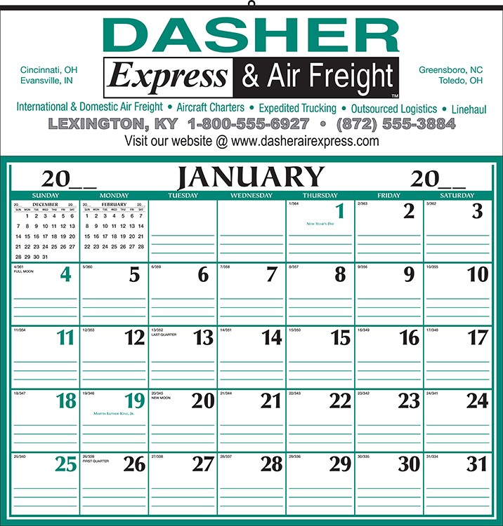 Style 185 Half-Apron Calendar 1