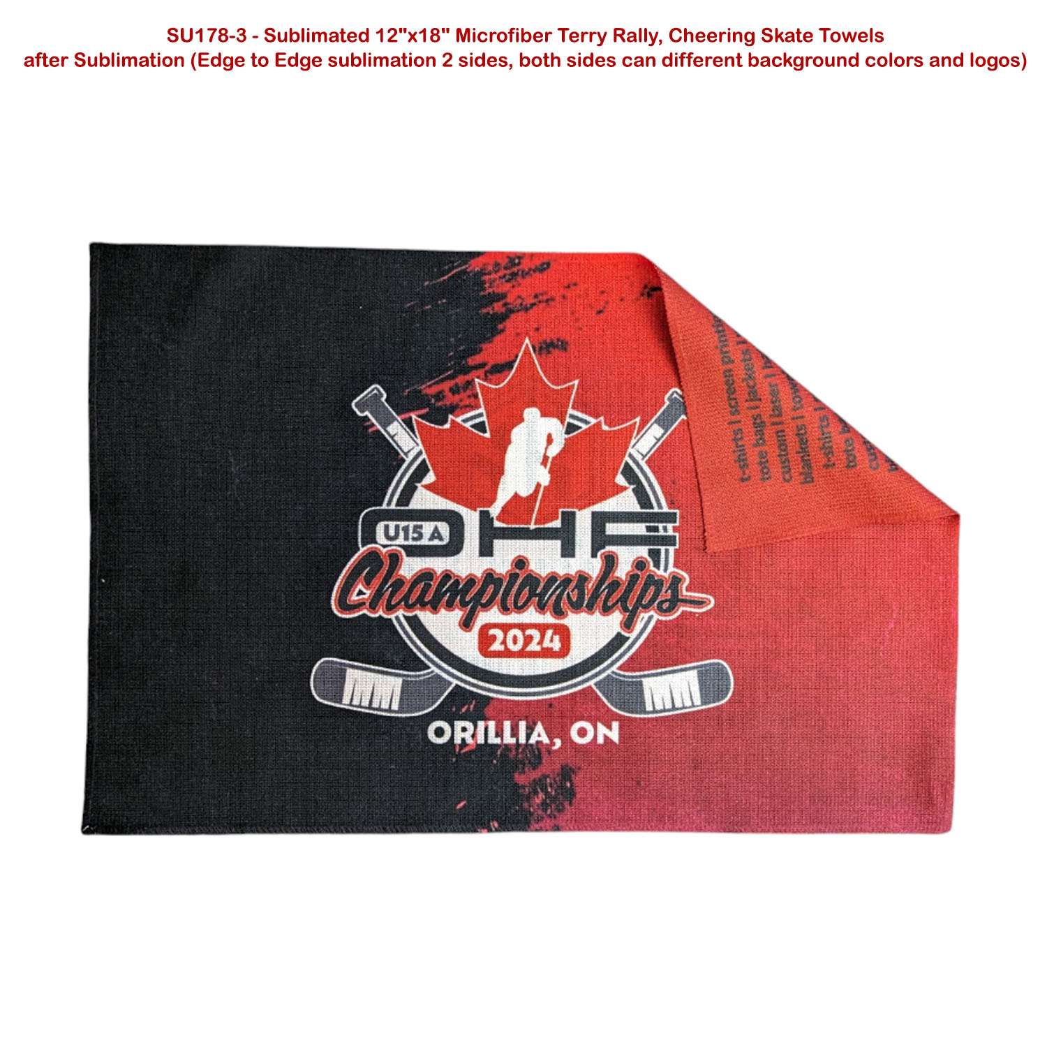 Microfiber Dri-Lite Terry Team and Sponsorship Towel, 12x18, Sublimated Edge to Edge 2 sides 27