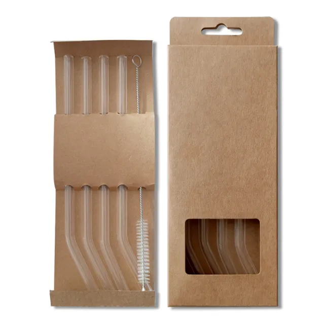 4 Glass Straws with Nylon Brush 5-in-1 Set 1
