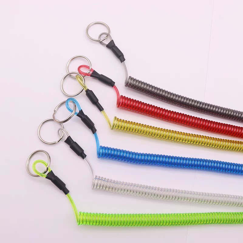 Retractable Safety Coiled Lanyard with Aluminium Alloy Carabiner Clip 7