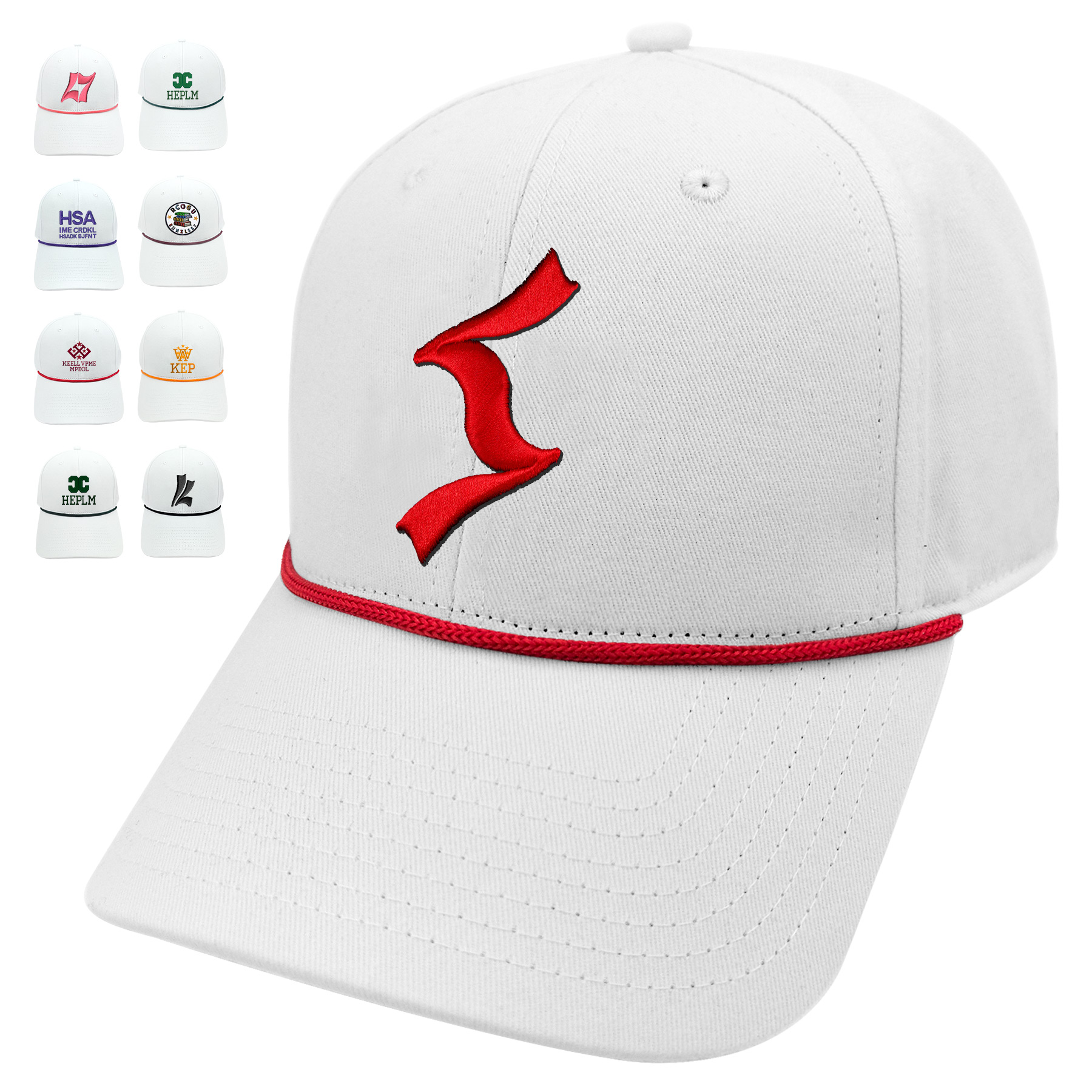 3D Embroidery 6-Panel Cotton Baseball Cap With Cord 1