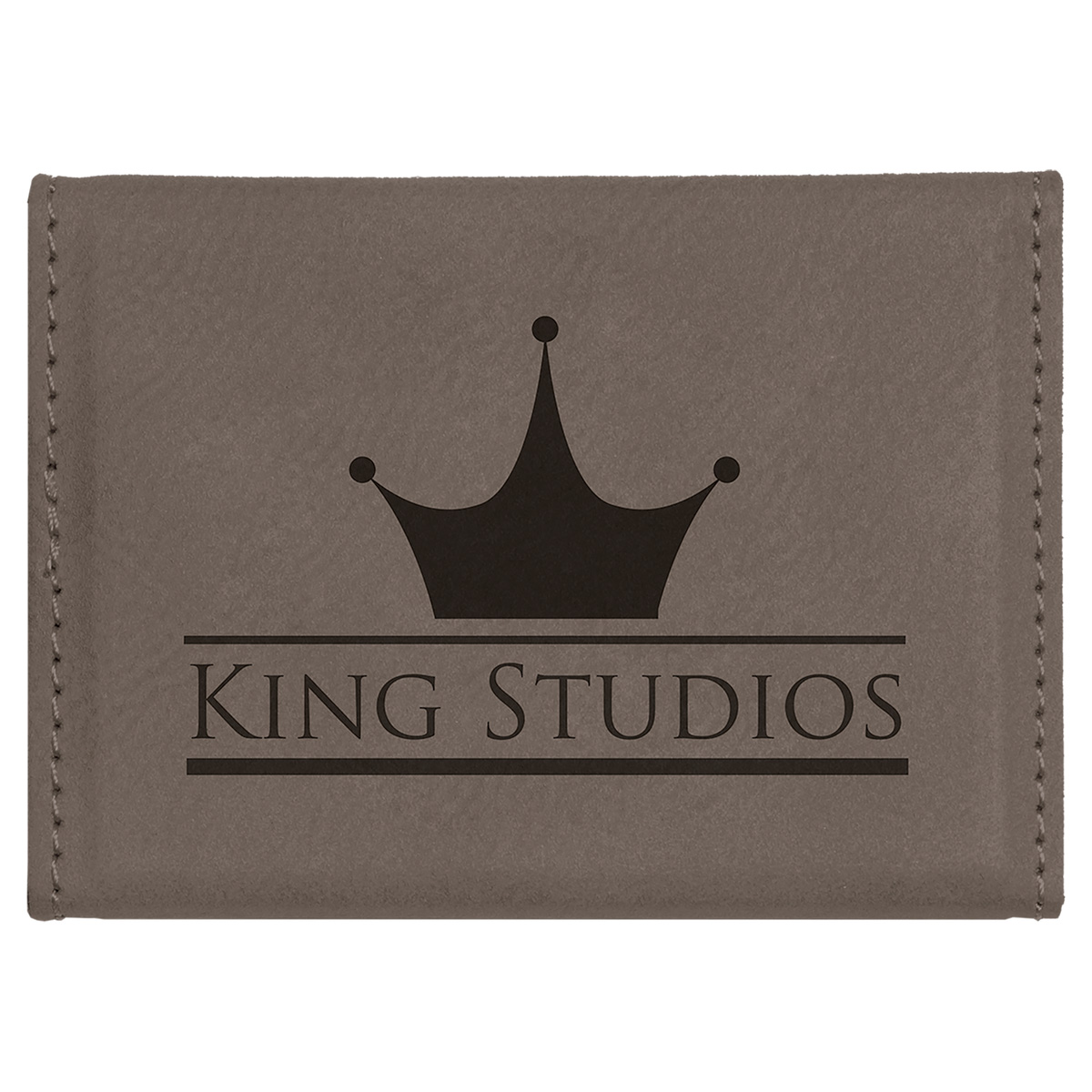 Gray Leatherette Business Card Holder